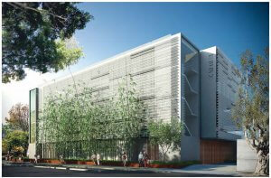 Computer generated image of the external front of the proposed completed project for IVF Australia in Alexandria, Sydney.